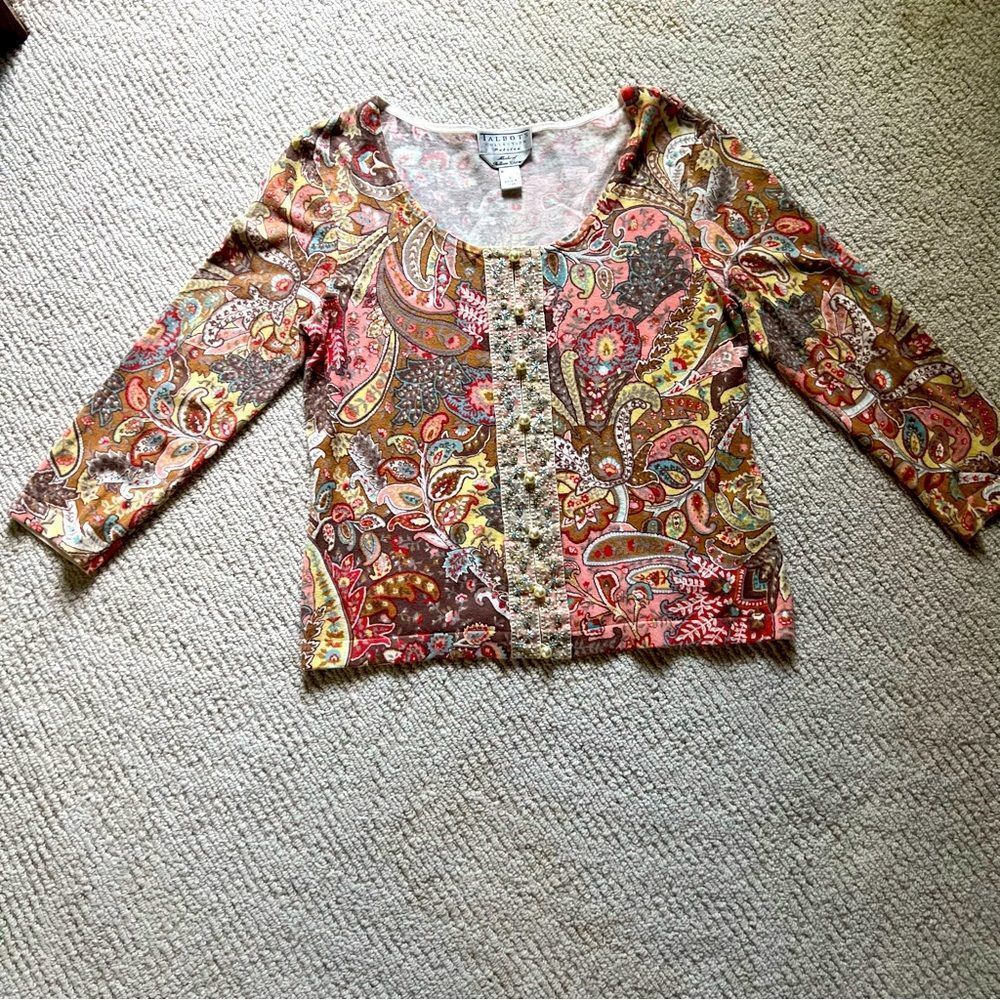 Beautiful Top Talbot’s Small Petite SP Brown Multicolored Italian Yarn